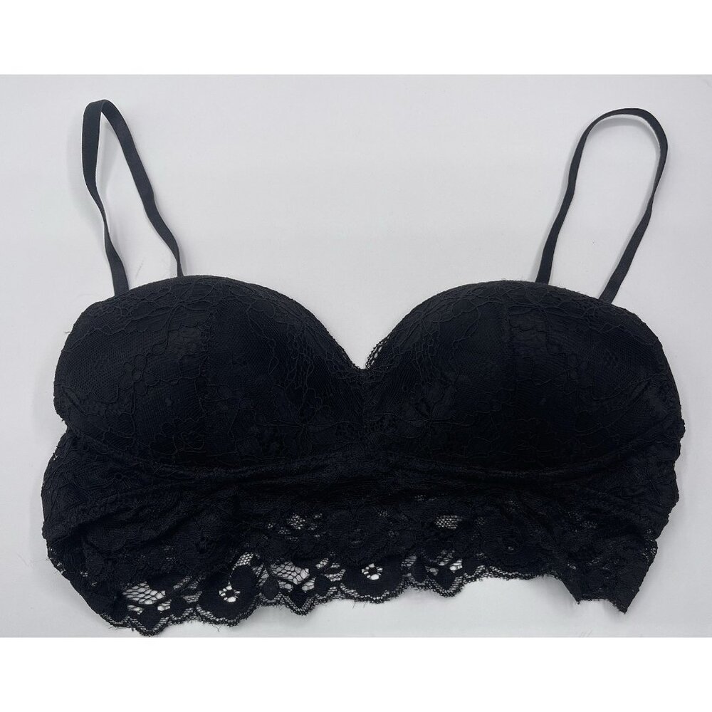 Trillium Bra Womens Size Small S Padded Black Floral Lace Ladies